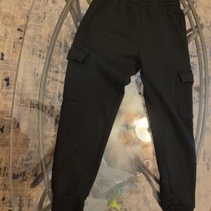 Kids Black Cargo Sweatpants